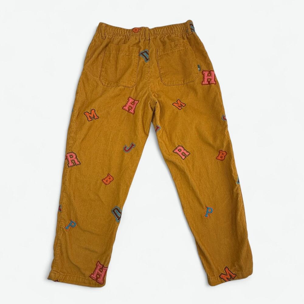 Urban Outfitters Pants Mens Large Mustard Corduroy Varsity Letter Embroidered - Picture 10 of 10